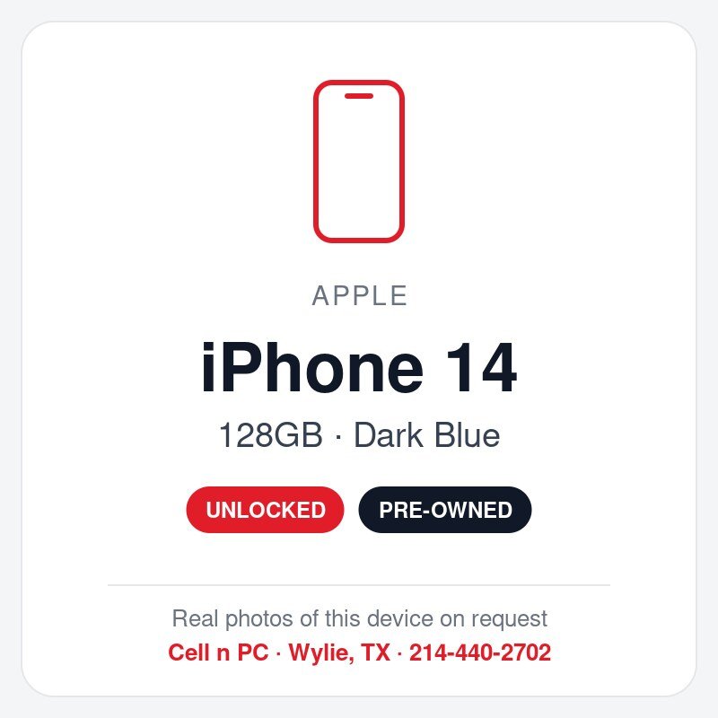 Apple iPhone 14 – 128GB – Dark Blue – Unlocked (Pre-Owned)