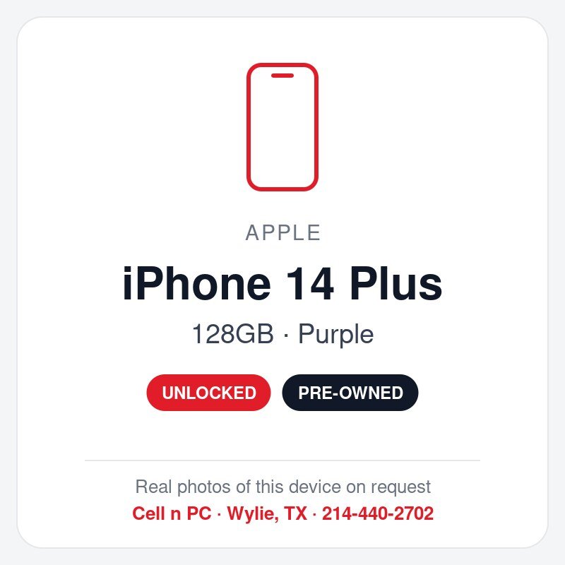 Apple iPhone 14 Plus – 128GB – Purple – Unlocked (Pre-Owned)