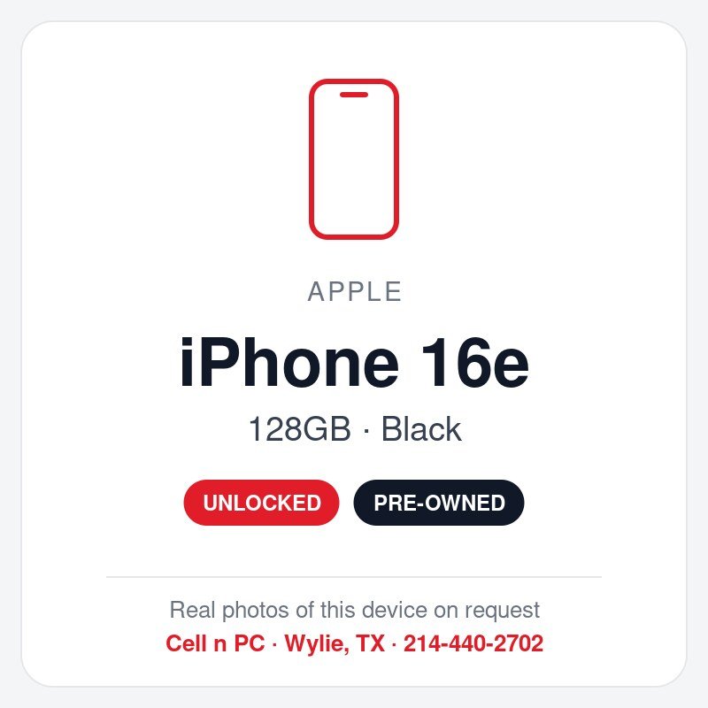 Apple iPhone 16e – 128GB – Black – Unlocked (Pre-Owned)