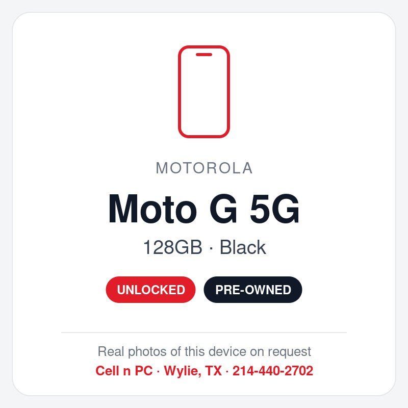 Motorola Moto G 5G – 128GB – Black – Unlocked (Pre-Owned)