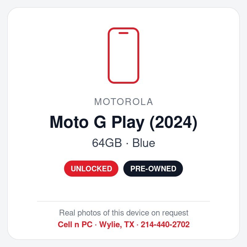 Motorola Moto G Play (2024) – 64GB – Blue – Unlocked (Pre-Owned)