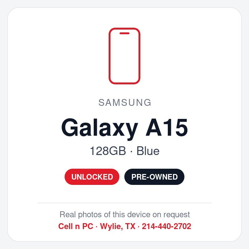 Samsung Galaxy A15 – 128GB – Blue – Unlocked (Pre-Owned)