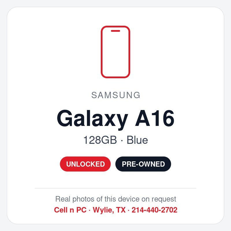 Samsung Galaxy A16 – 128GB – Blue – Unlocked (Pre-Owned)