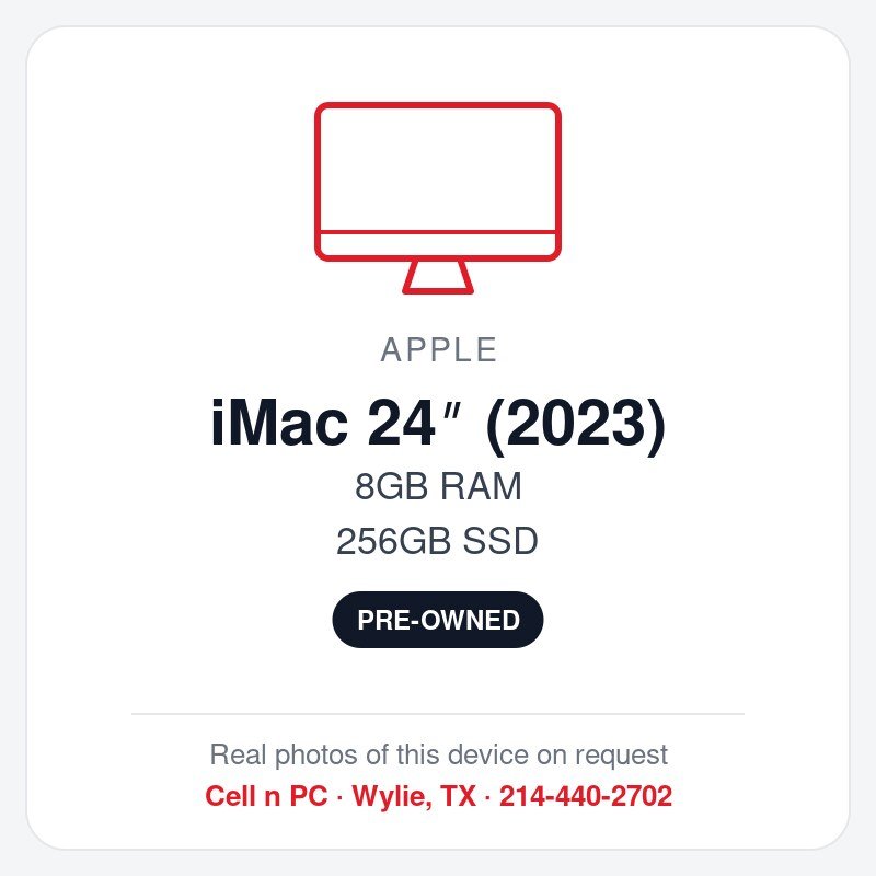 Apple iMac 24″ (2023) – 8GB RAM – 256GB SSD (Pre-Owned)