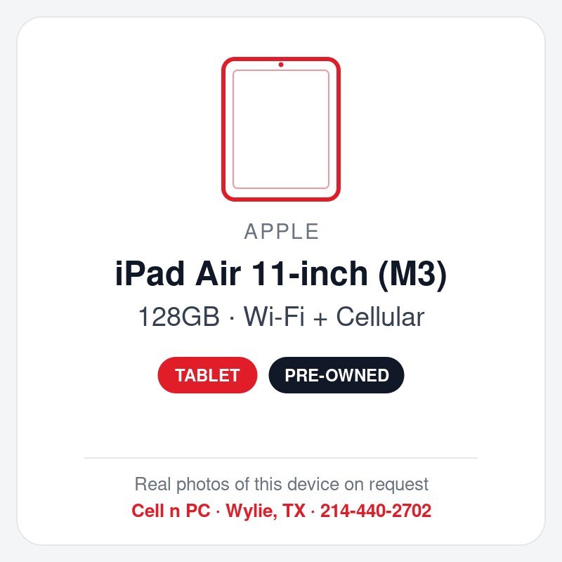 Apple iPad Air 11-inch (M3) – 128GB – Wi-Fi + Cellular (Pre-Owned)