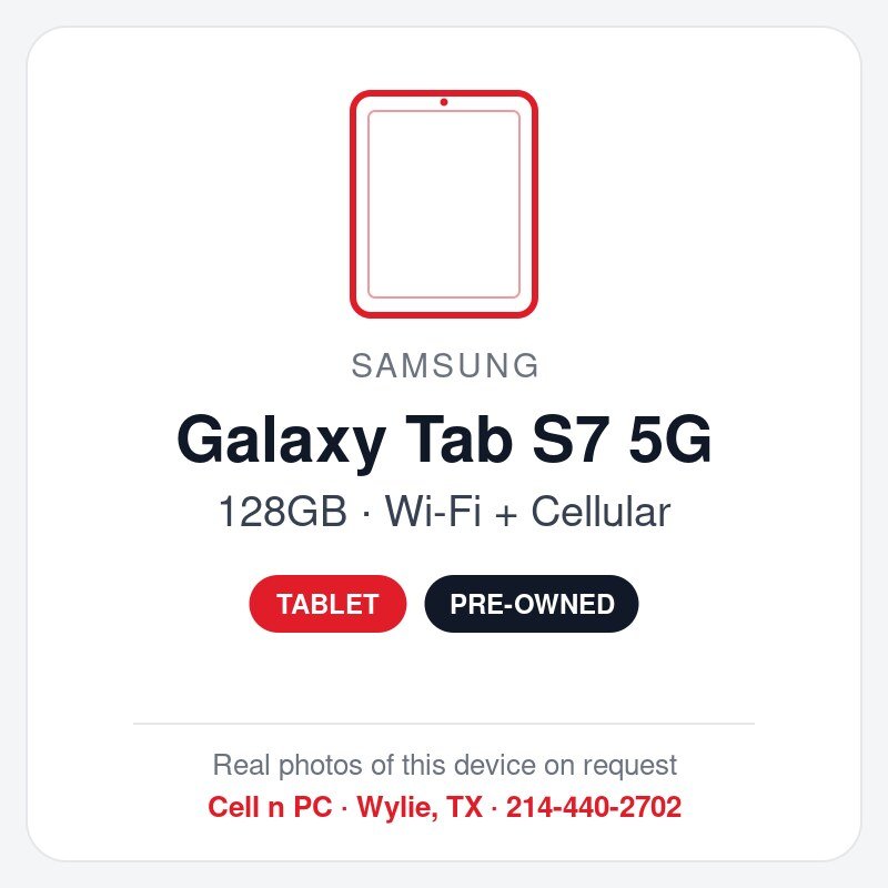Samsung Galaxy Tab S7 5G – 128GB – Wi-Fi + Cellular (Pre-Owned)